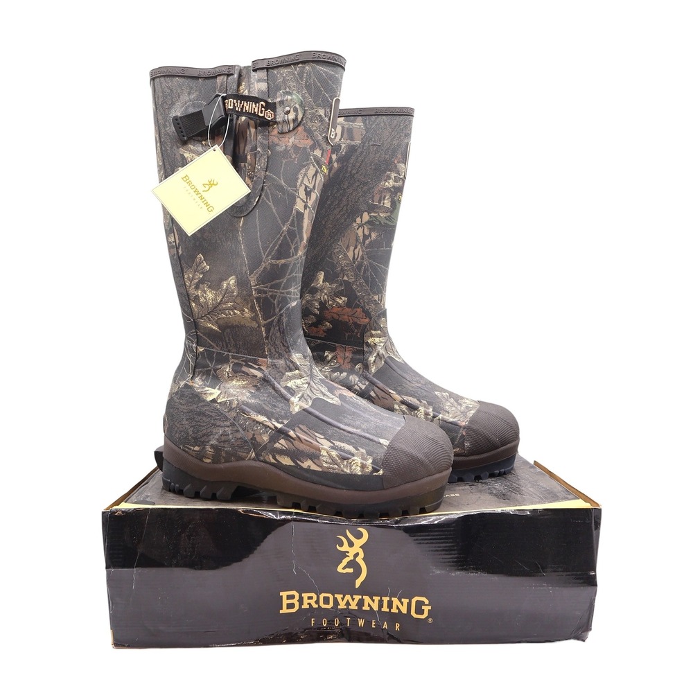 Browning 70100 Waterproof Rubber Boots Mens 8 Camo Hunting NWT